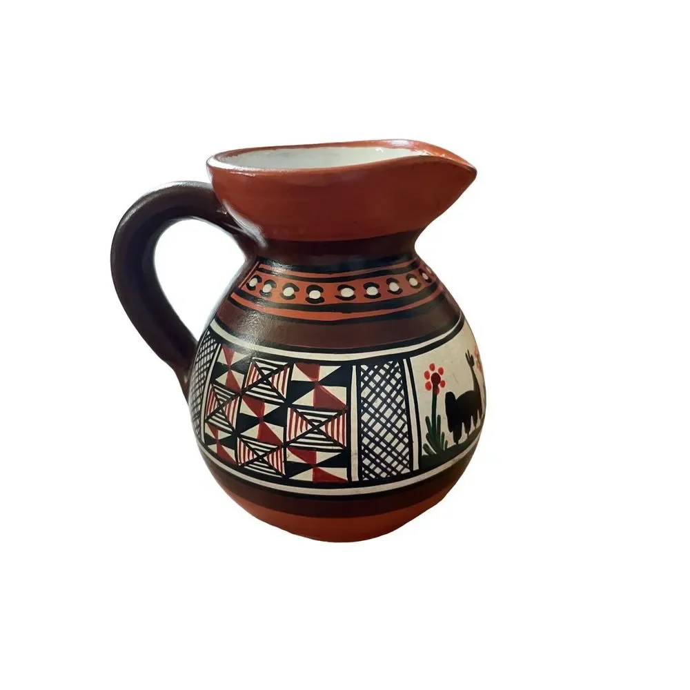 Hand Painted Peruvian‎ Terracotta Miniature Pitcher creamer server